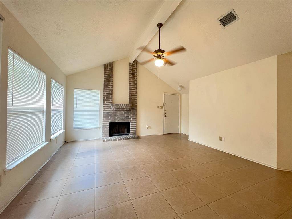 Living room with fireplace