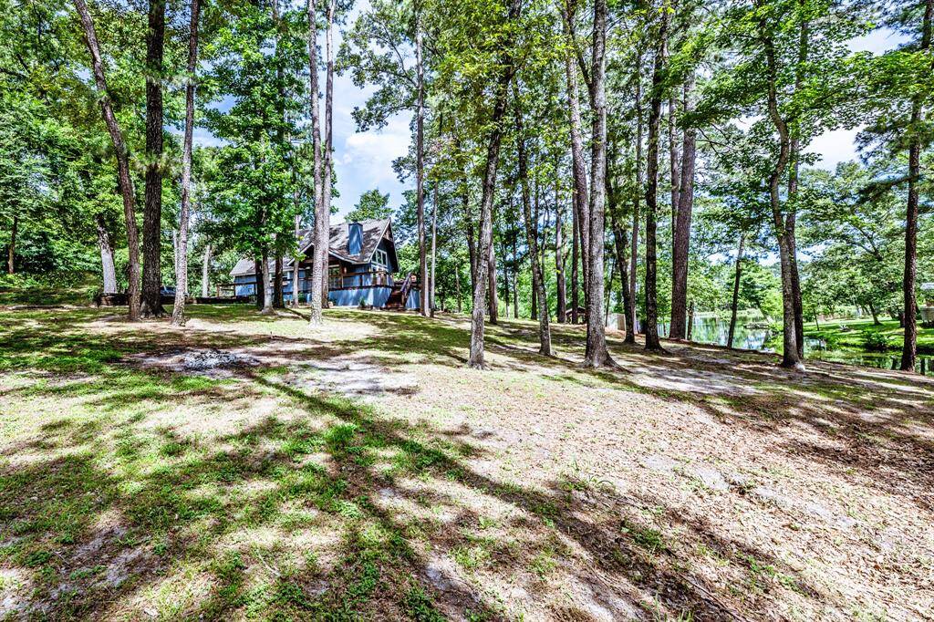 Side boundary is a ravine that connects to the water.  Looking from the ravine to the house.  Home is not located in the flood plain.