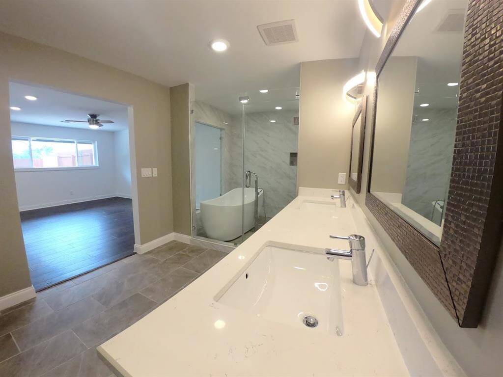 Master bedroom from master bathroom angle.