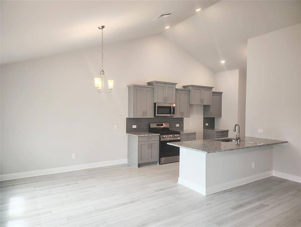 Open Kitchen with breakfast nook area stock photo