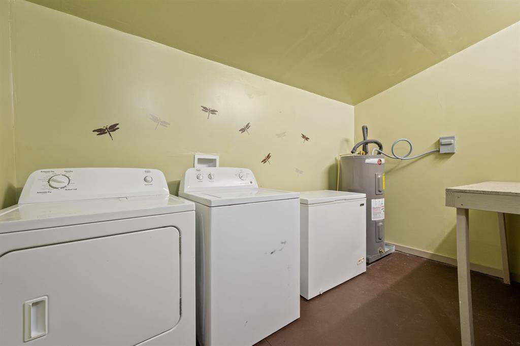 Utility room with extra storage space is in the home.