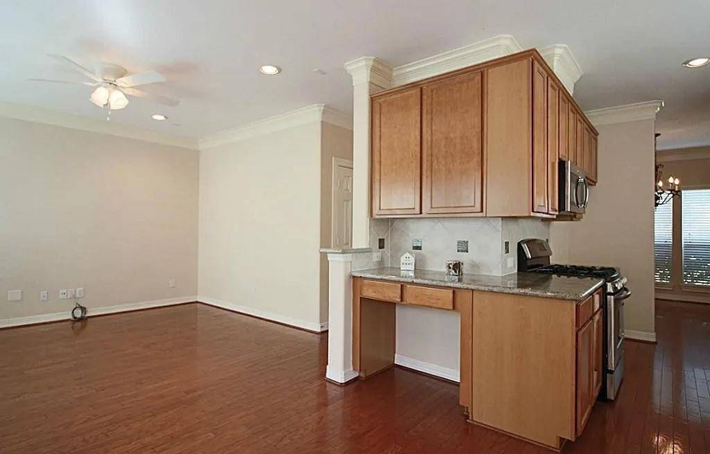 The kitchen is open to the family room