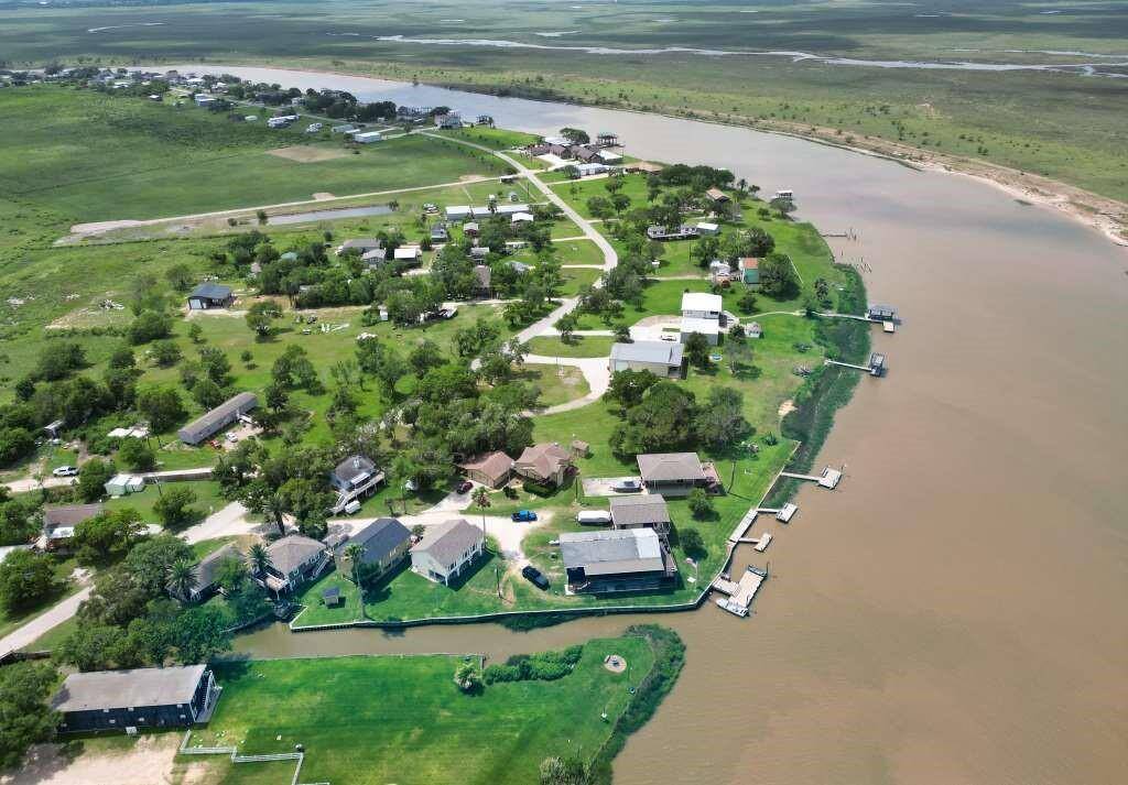 Ariel view of the homes along the canal