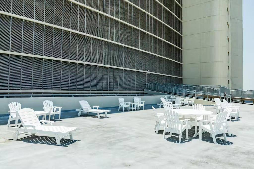 Roof top sitting.