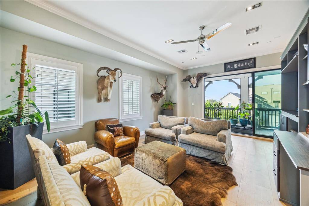 The fourth floor game room or den is a perfect retreat after a long day.