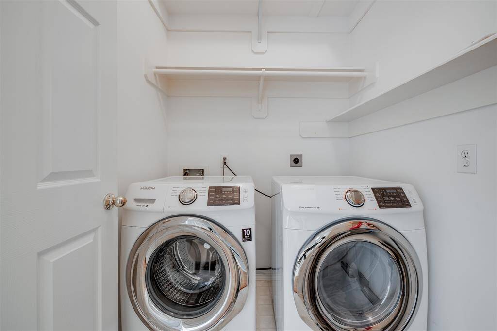 Utility room - washer & dryer included in the lease price, shelves - storage
