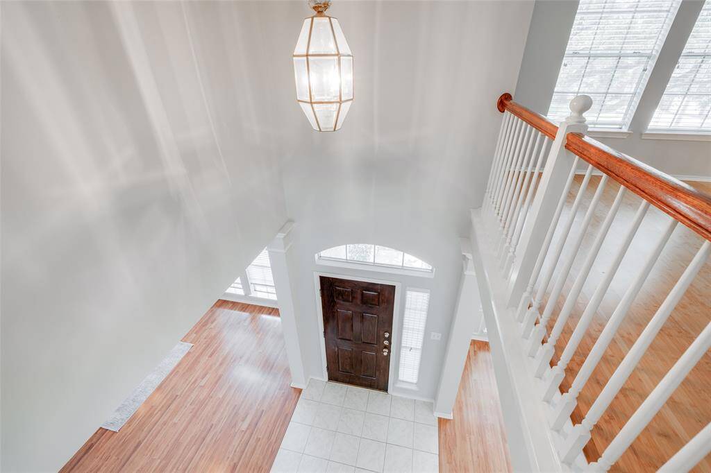 View from upstairs down to front door