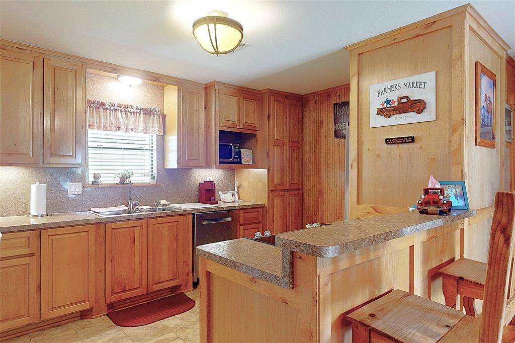 Kitchen open to dining area and living area