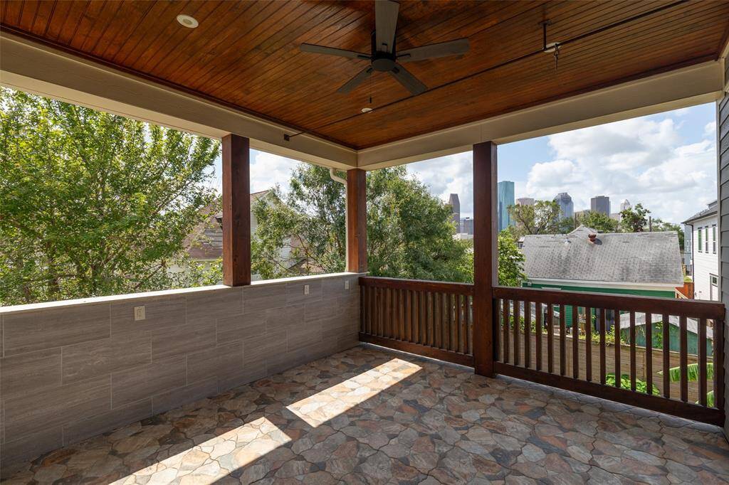 Second floor balcony with Downtown Houston view