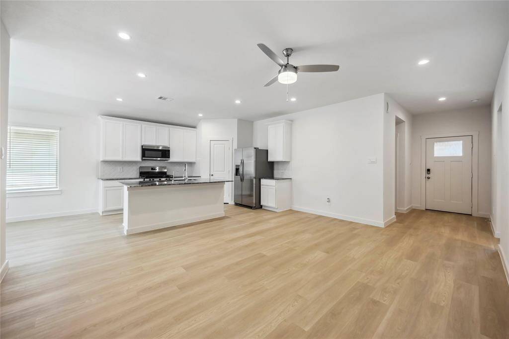 Easy to maintain flooring in living area.