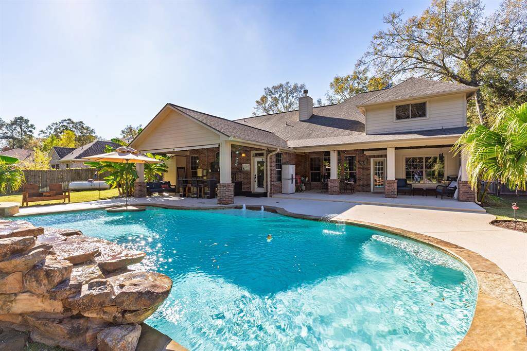 Pool with Pentair Remote Control System For Water Features and Color Lights