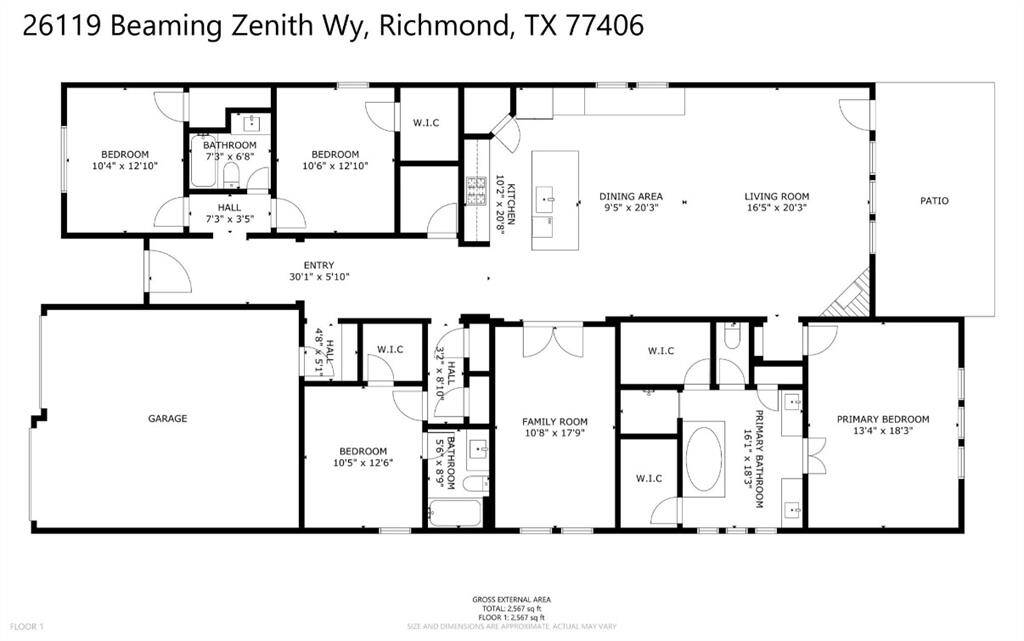Floorplan for 26119 Beaming Zenith Way.