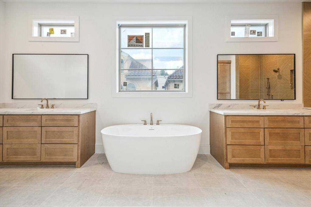 When complete, each vanity to have to pendent lights to complete this space.