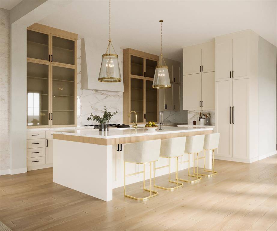 Rendering showing concept of completed kitchen.