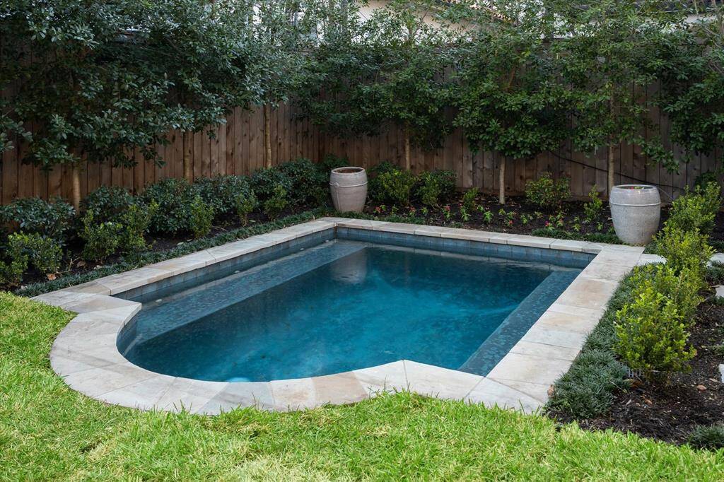 The elegant cocktail pool creates the ultimate backyard oasis.