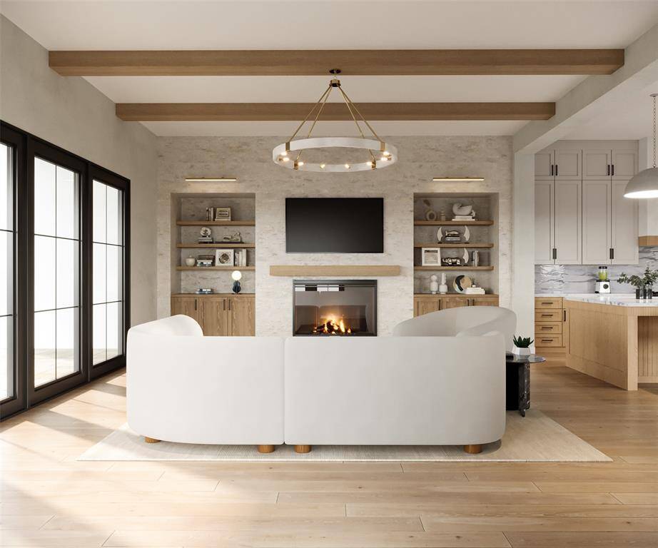 Rendering showing concept of completed living room.