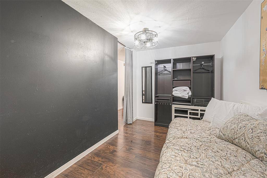 Here you can see the wall she added and built in closet space if used as a 2nd bedroom. The large extra room measures 14' x 8'