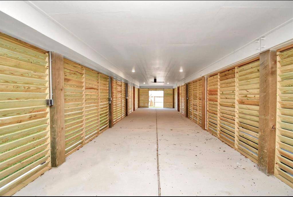 Back room of the garage - corn hole boards are in here!