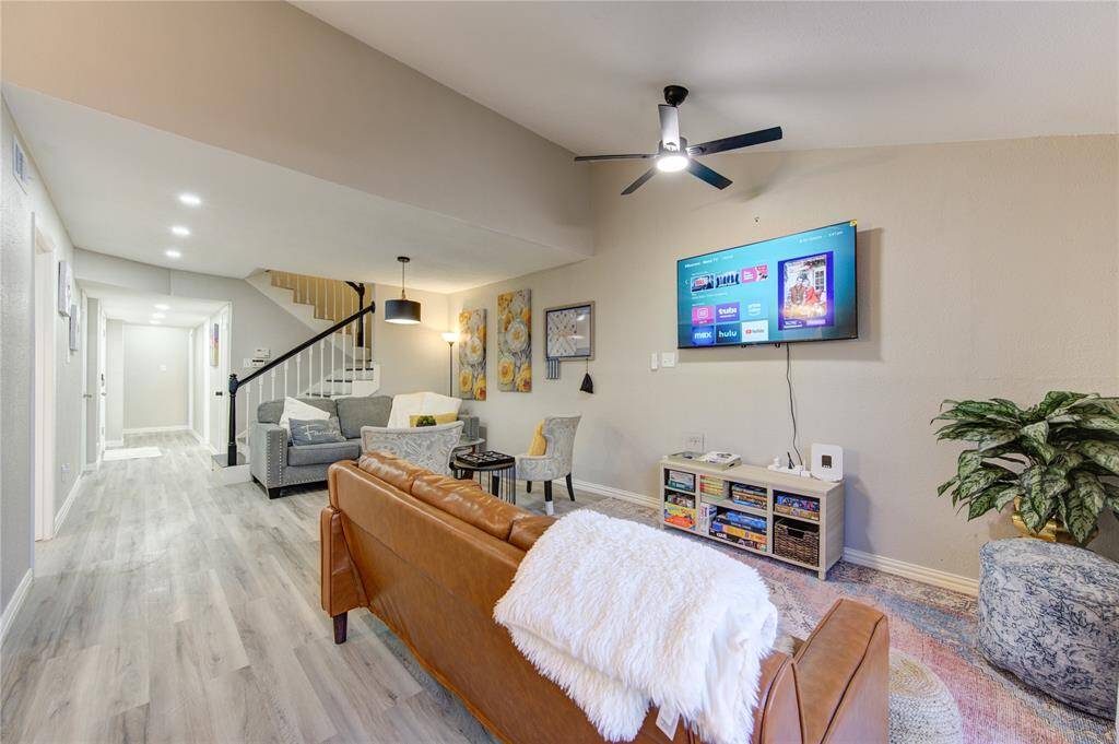 Living Room with Vaulted Ceiling