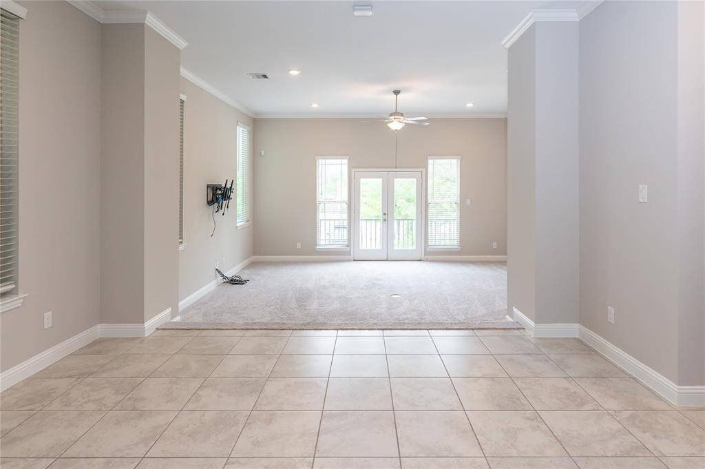 Spacious dining room opens up to family room
