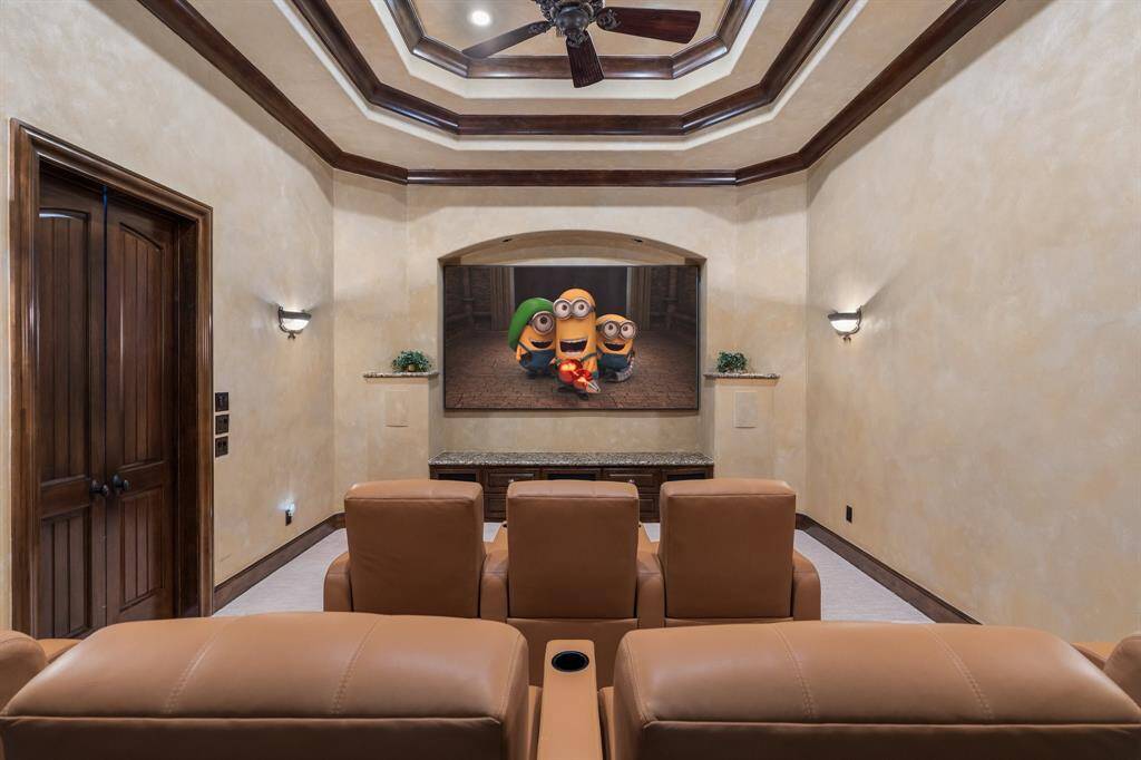 Screen and projector also convey. Media features Crestron integrated AV system.