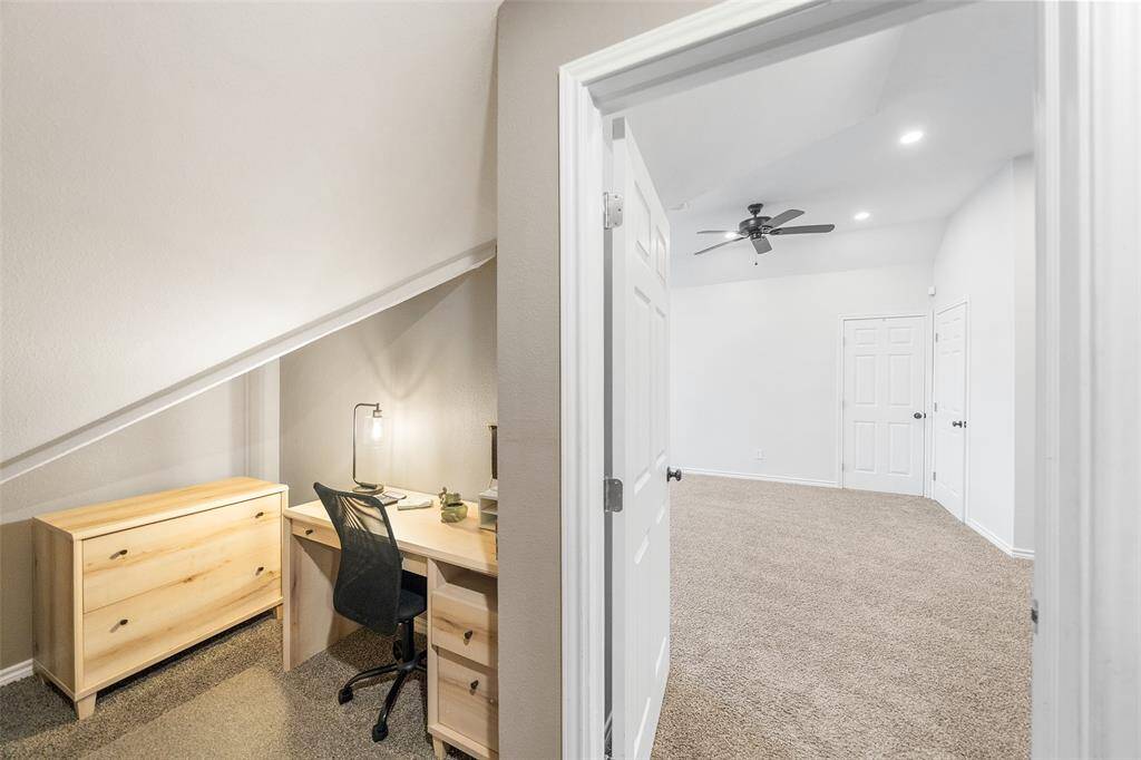 Nook area upstairs for storage or an office space.