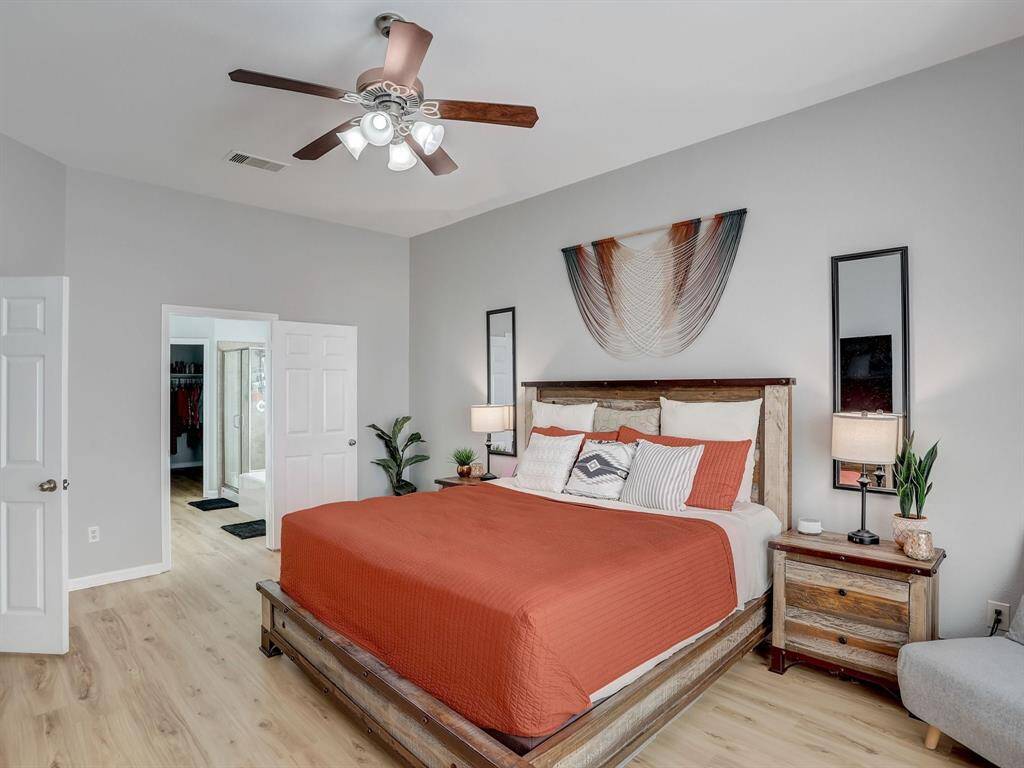 This view shows the ensuite bathroom in the background.