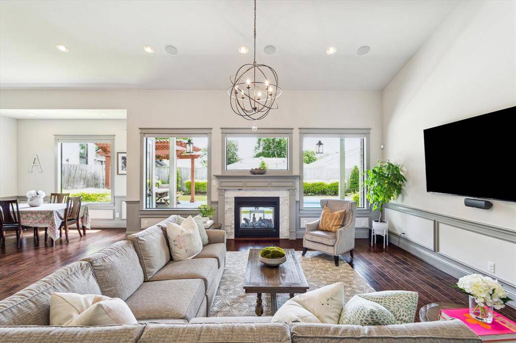 View from family room into backyard