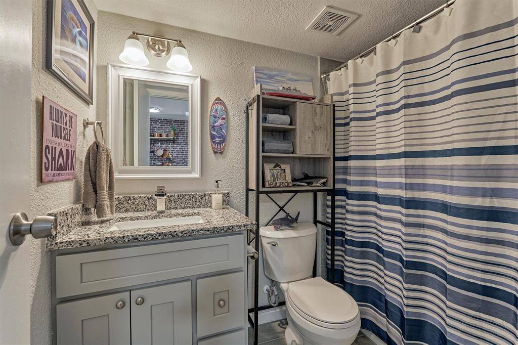 This is the stylish guest bathroom.