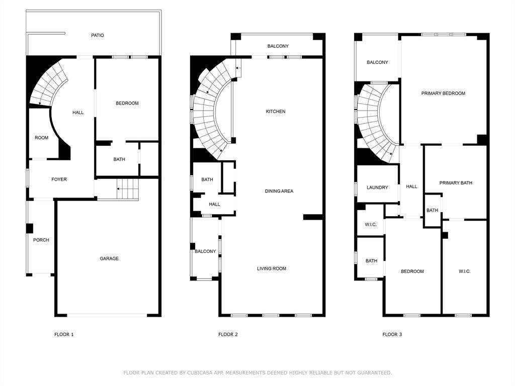 Floor plan for all 3 levels.