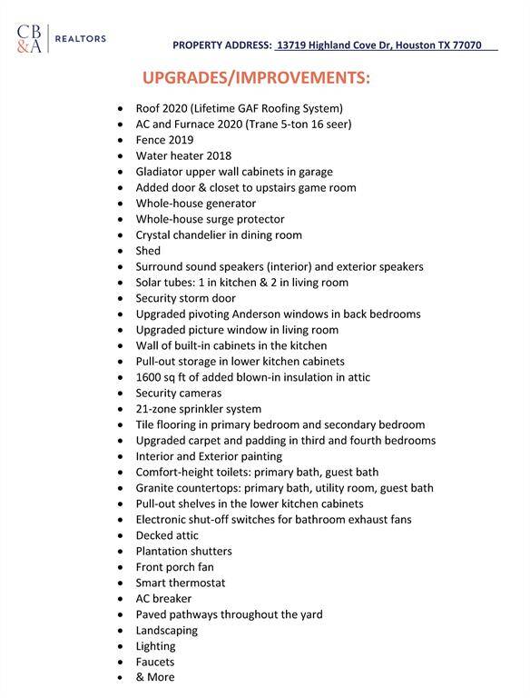 So many upgrades & improvements.