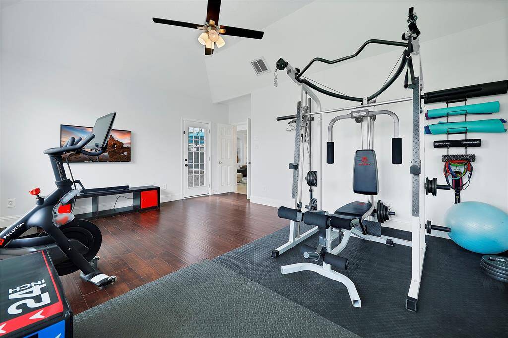 Downstairs game room was being used a workout room