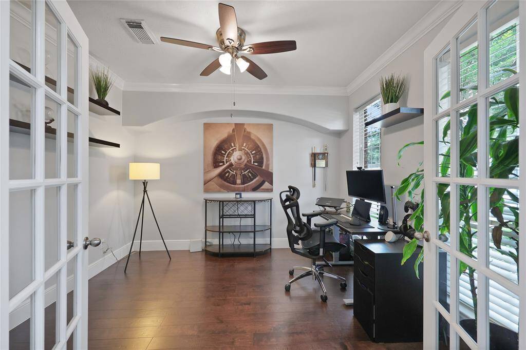 Study features french doors