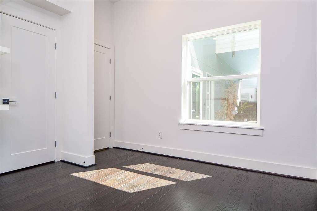 The downstairs bedroom looking onto the courtyard.