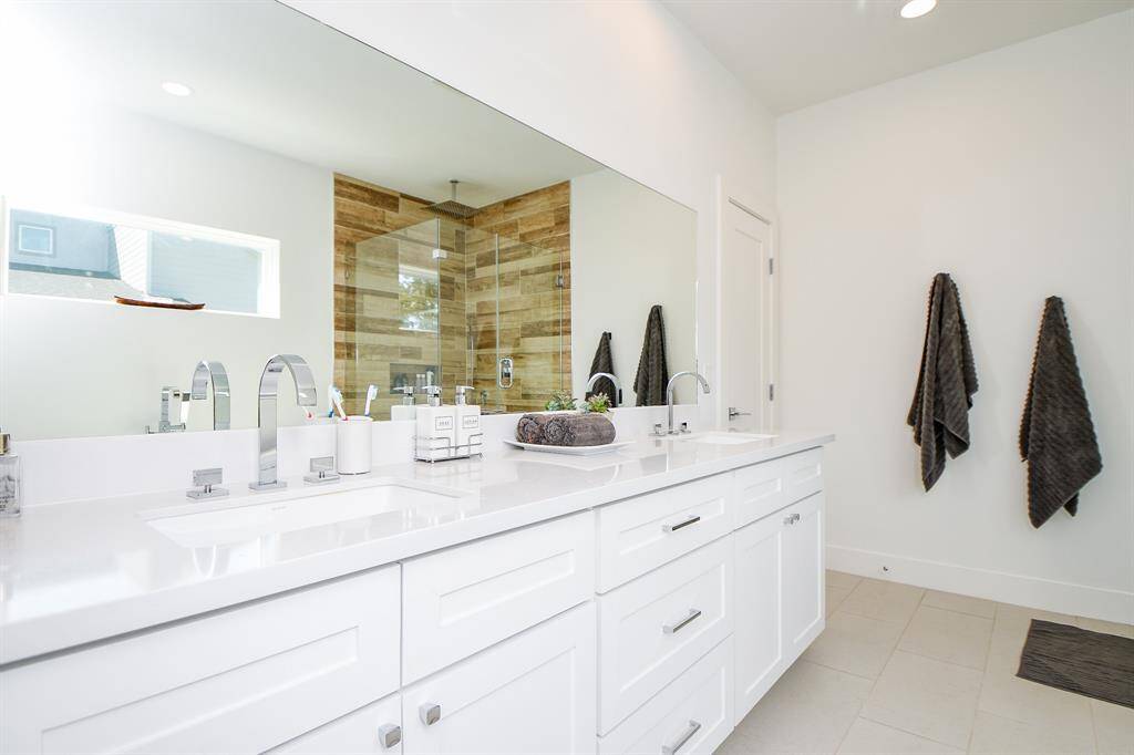 Lots of functional cabinet space in this long double sink vanity.