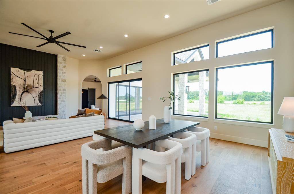 Dining area and living area.