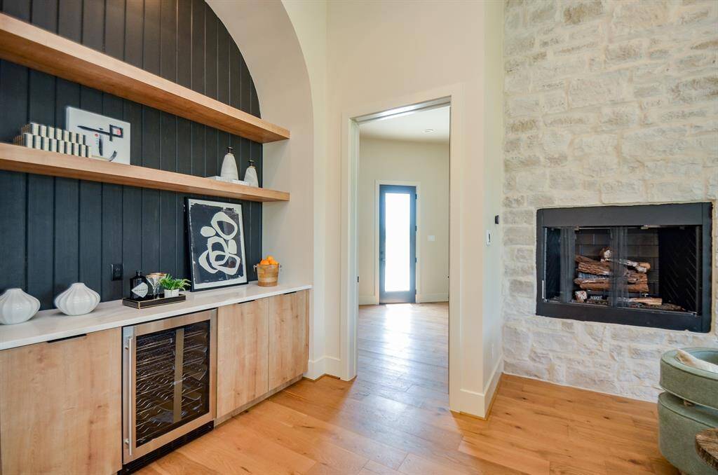 Bar area with view of mud room.