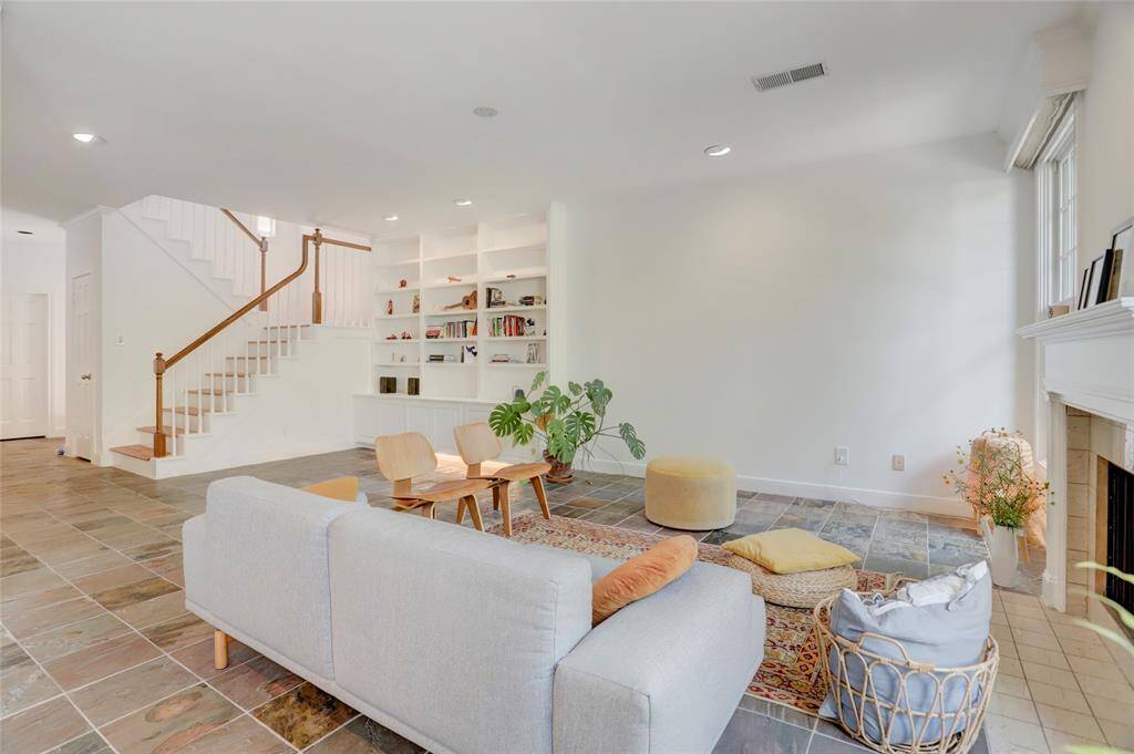 An alternate view of the living room looking toward the stairs