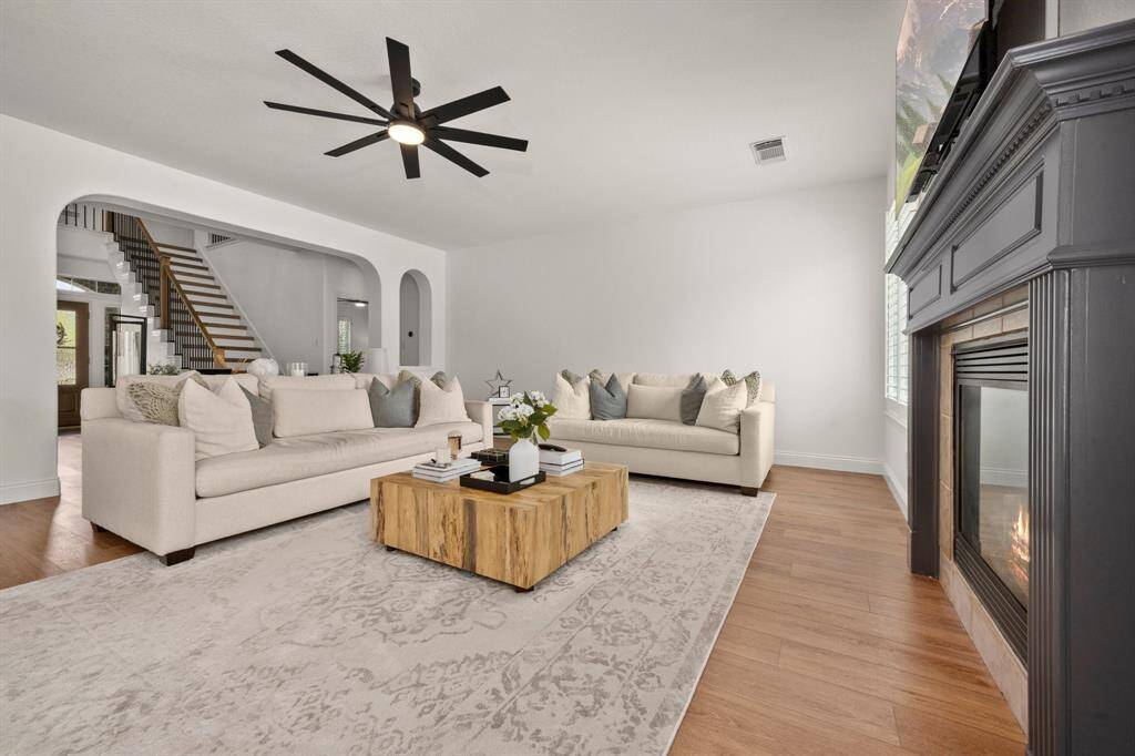 Gas fireplace is the perfect focal point in this stunning room.