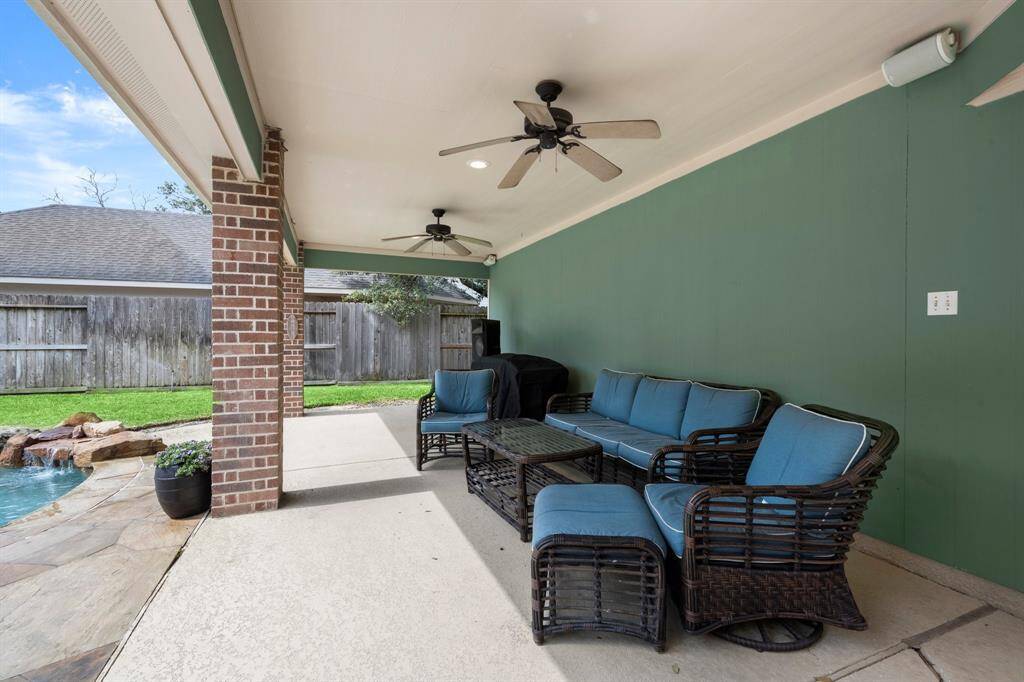 Large covered patio offers the perfect place to cook out or relax in the shade.