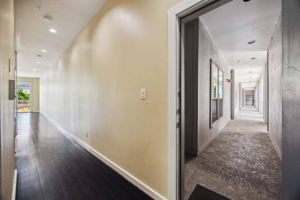 The interior entrance facing the parking garage.