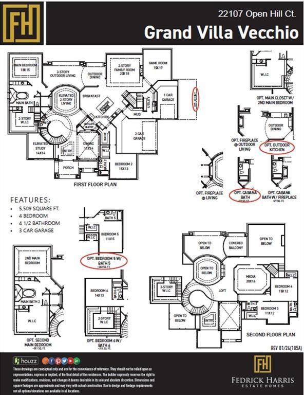 Structural options that have been upgraded include adding additional accommodations with bed 5 and bath 5 upstairs with upgraded mudset shower as well as upgrading bath 2 downstairs to a mudset shower also. An outdoor kitchen has been added for hosting outdoor gatherings and a cabana bath with mudset shower too.