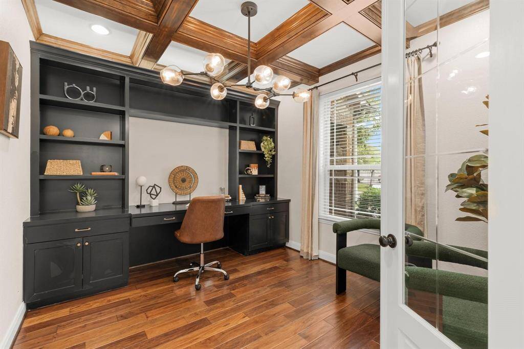 Separate home office with double doors
