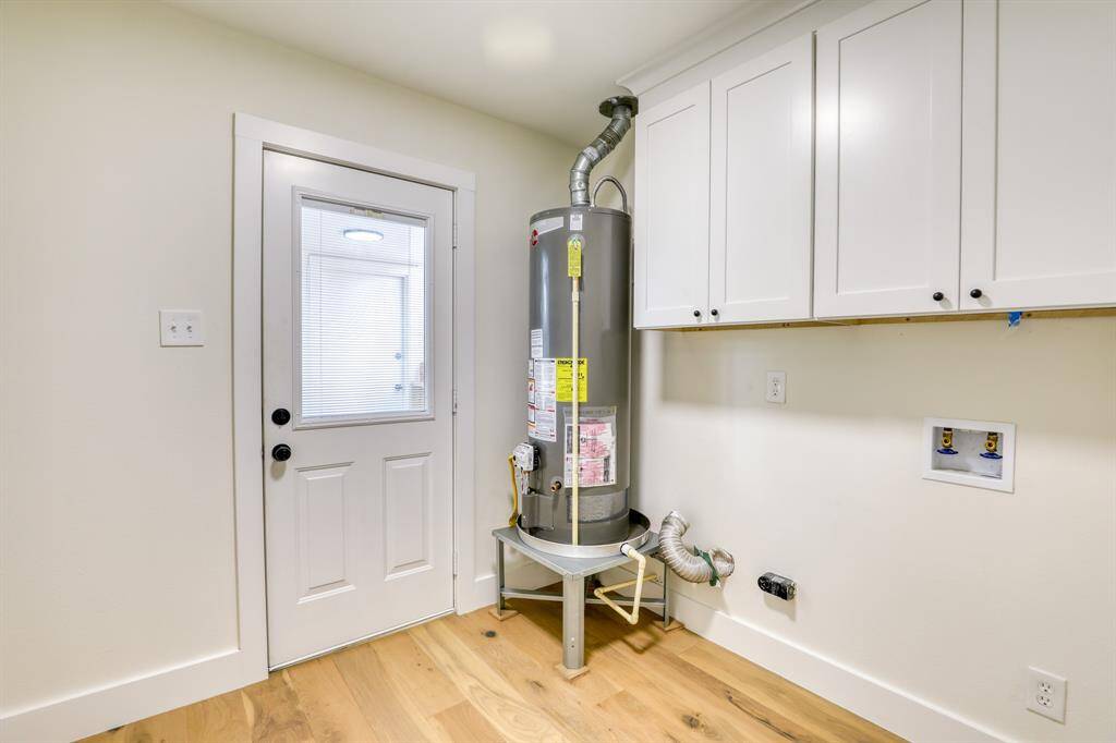 Laundry with new cabinetry and water heater