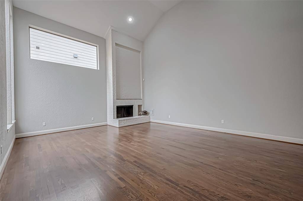 View of fireplace in the living room