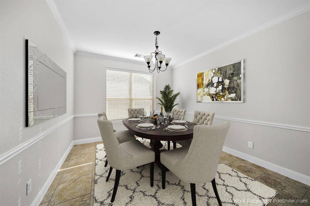 Formal dinning room with tiled floor
