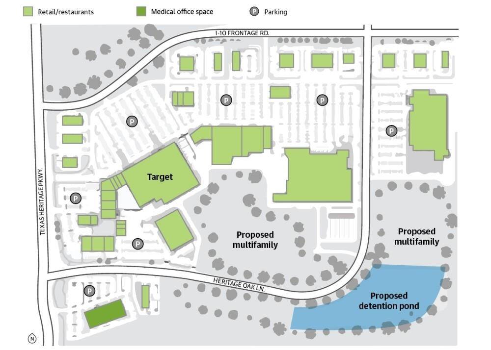 The upcoming 165-acre Texas Heritage Marketplace. A blend of retail, residential, and office space—all strategically positioned along I-10 and Texas Heritage Parkway.