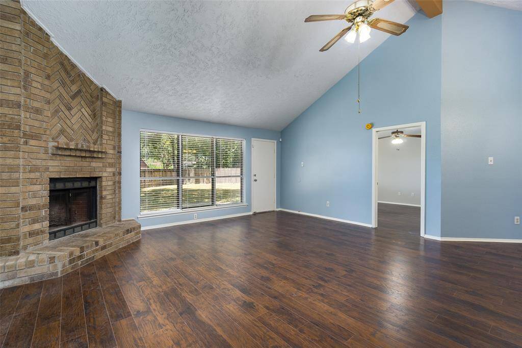 Grand living room with warm fireplace