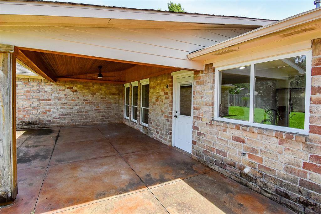 Covered patio is right off the living room and kitchen area