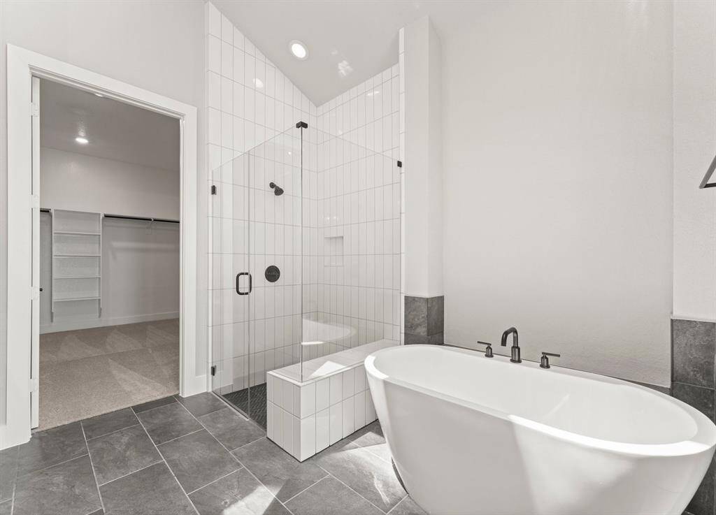 Primary Bath with Separate Shower, Freestanding Tub, and Walk-in Closet
